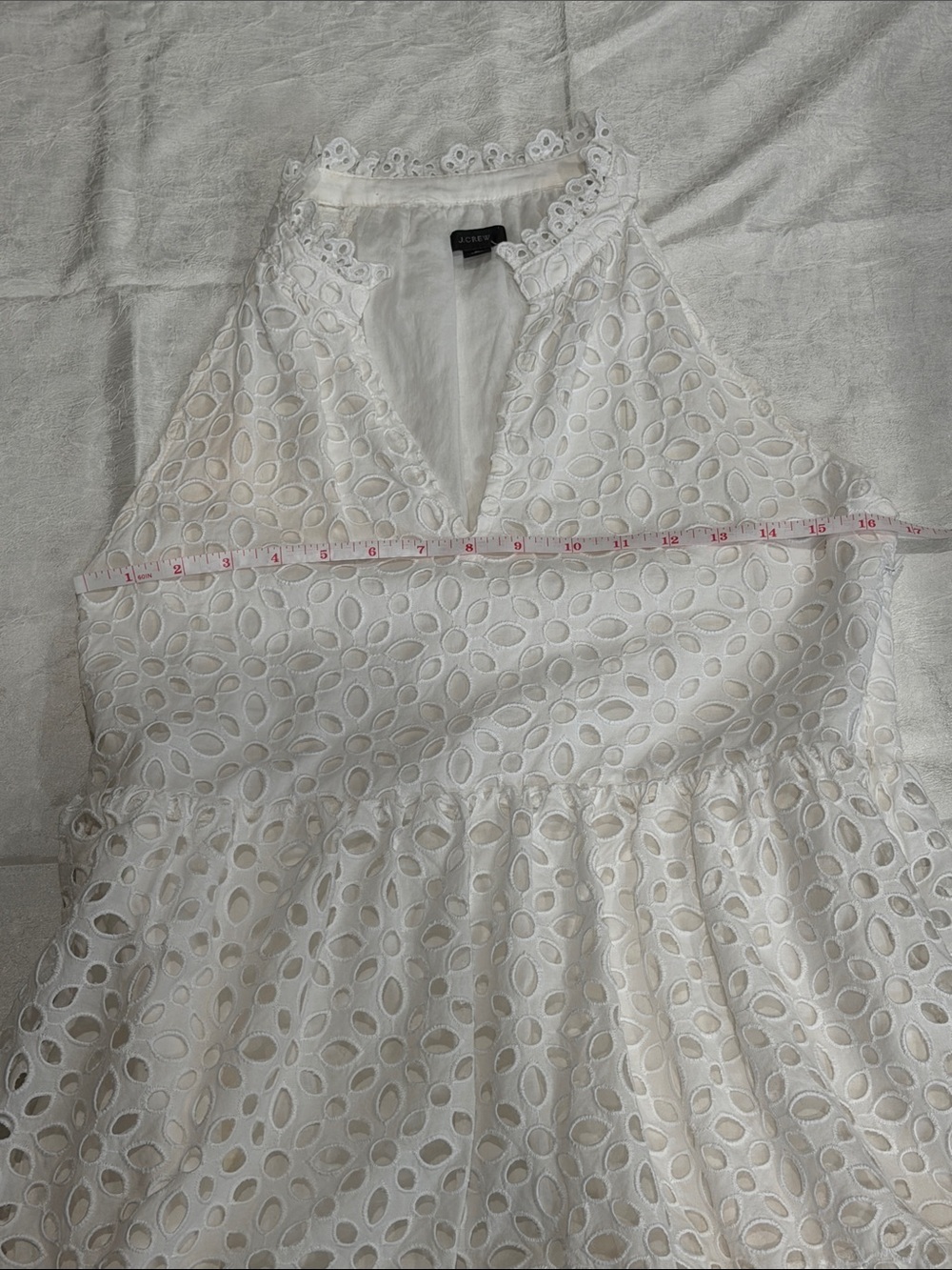 J.Crew White Eyelet Halter Dress Embroidered Summer Mini Dress Size S - Picture 11 of 15